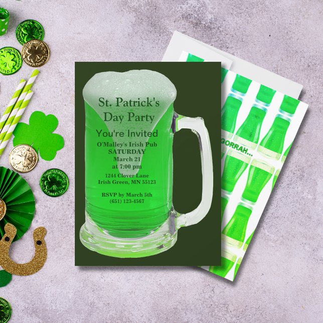 St. Patrick's Day Party Celebrate med Grönt Brew Inbjudningar (St. Patrick's Day Party Celebrate with Green Brew Invitation)
