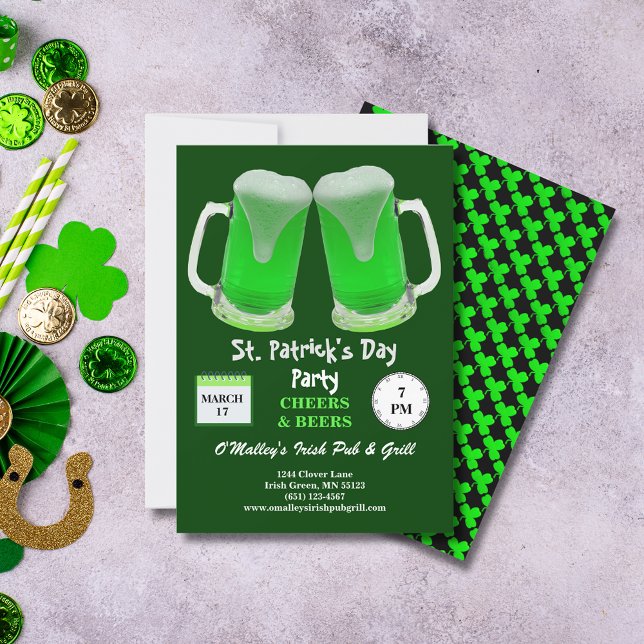 St patrick's day Party Grönt Frosty Cheers Inbjudningar (St Patrick's Day Party Green Frosty Cheers Invitation)