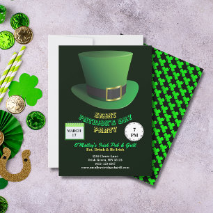 St patrick's day Party Grönt Hat & Shamrocks Inbjudningar