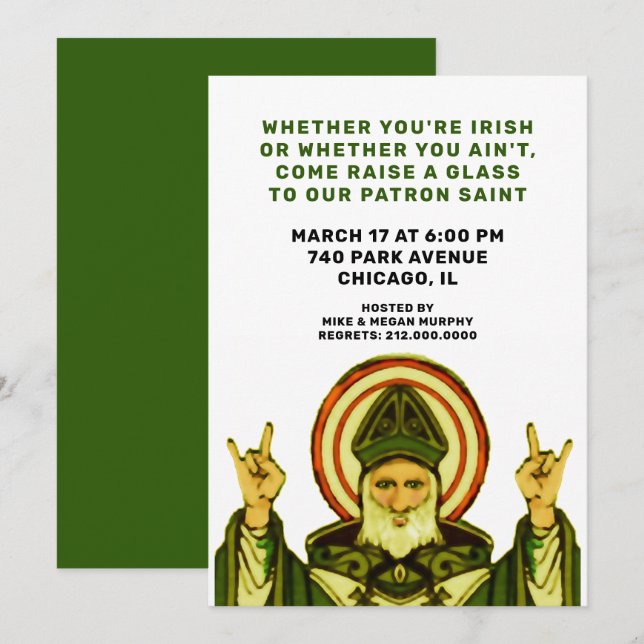 St. Patrick's Day Party-inbjudan Inbjudningar (Fram/baksida)