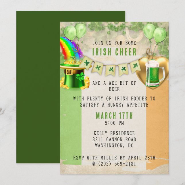 St. Patrick's Day Party-inbjudan Inbjudningar (Fram/baksida)