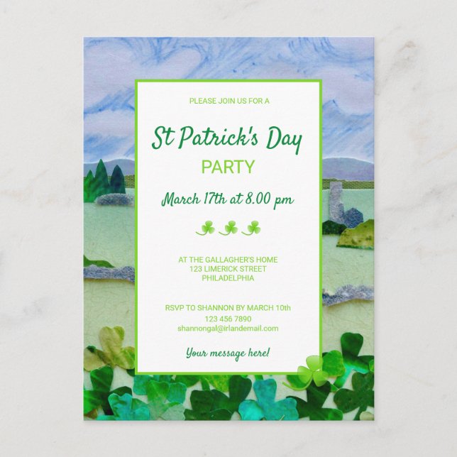 St patrick's day Party Inbjudan Vykort (Framsida)