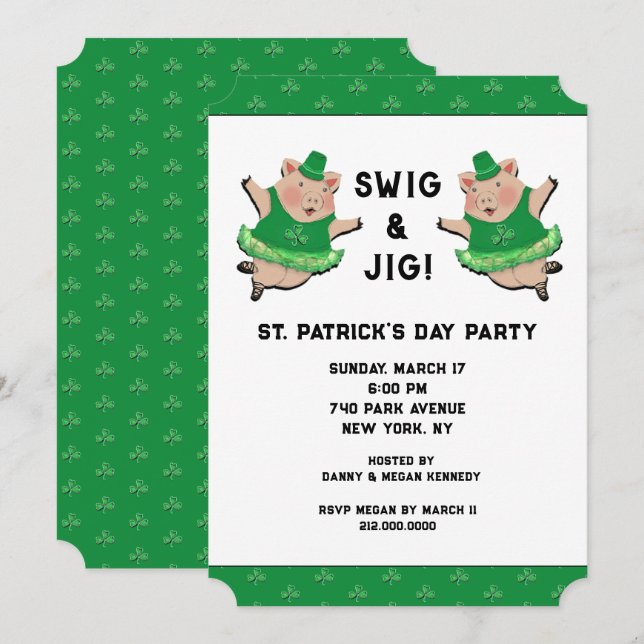 St. Patrick's Day Party Inbjudningar (Fram/baksida)