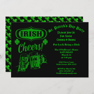 St patrick's day Party Irish Cheers Pot Tur Inbjudningar
