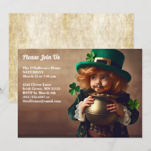 St patrick's day Party Irish Child Pot of Guld Inbjudningar
