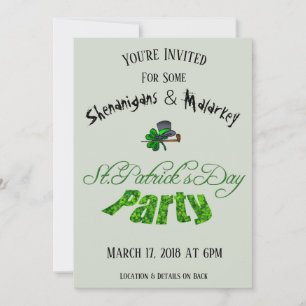 St. Patrick's Day Party Irish Grönt Funny Inbjudningar