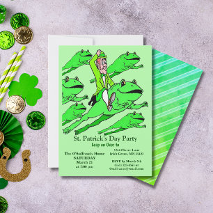 St. Patrick's Day Party Irishman Riding a Frog Inbjudningar