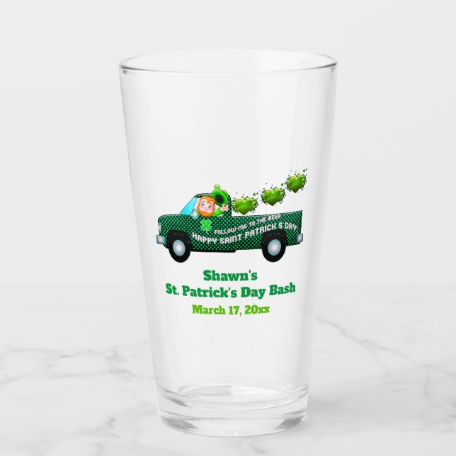 St patricks day Party Leprechaun Funny Beer Pint Glaskopp (Framsida)