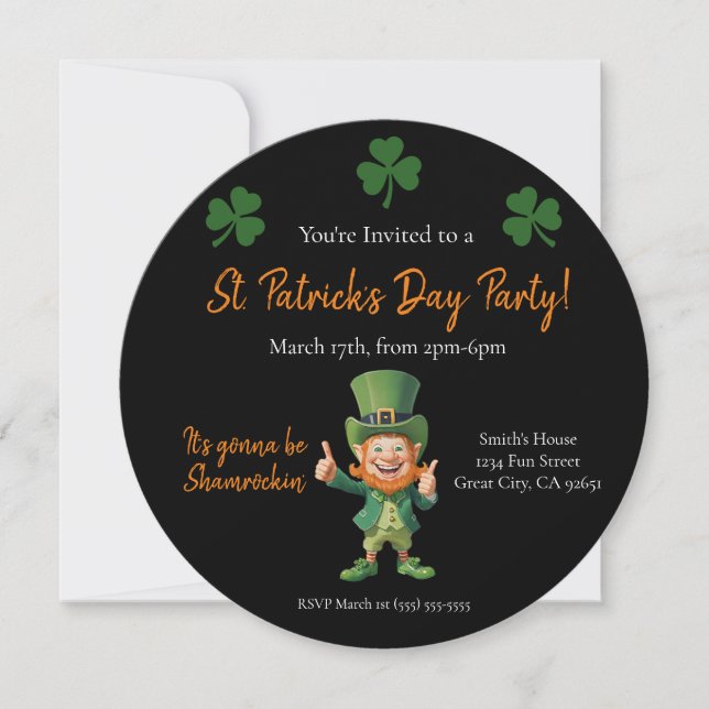 St patrick's day Party-Leprechaun- Inbjudningar (Framsida)