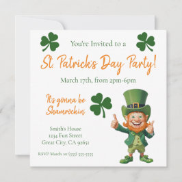St patrick's day Party-Leprechaun Inbjudningar
