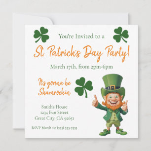 St patrick's day Party-Leprechaun Inbjudningar