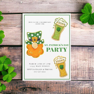 St patrick's day Party Leprechaun Shamrock Öl Inbjudningar