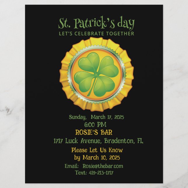 St. Patrick's Day Party med Shamrock-inbjudan Reklamblad (Framsidan)