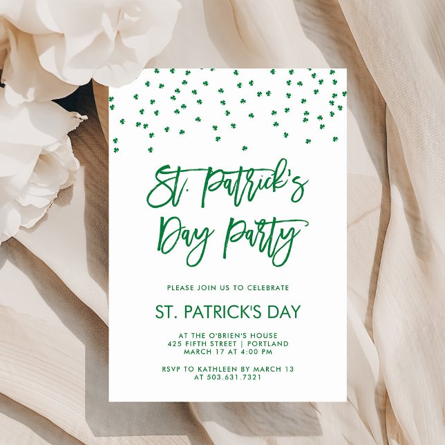 St patricks day Party | Modern Grönt och vit Inbjudningar (Skapare uppladdad)