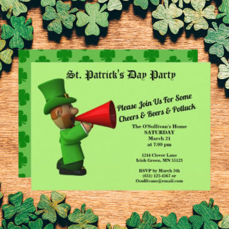 St patrick's day Party Potluck Announcement Inbjud Inbjudningar