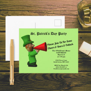 St patrick's day Party Potluck Announcement Vykort