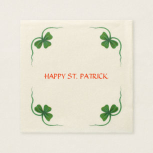 ST PATRICK'S DAY PARTY schamprockvit grönt Pappersservett