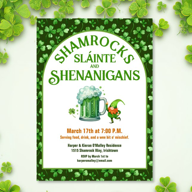 St. Patricks Day Party Shamrocks Bus Kis Inbjudningar (Skapare uppladdad)