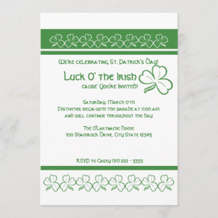 St. Patricks Day Party Shamrocks Inbjudningar