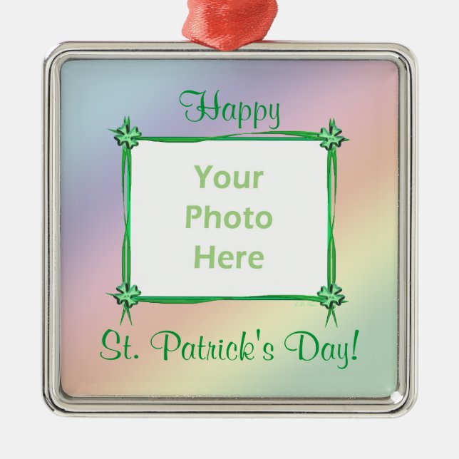 St. Patricks Day Pastel Rainbow (bild ram) Julgransprydnad Metall (Framsidan)
