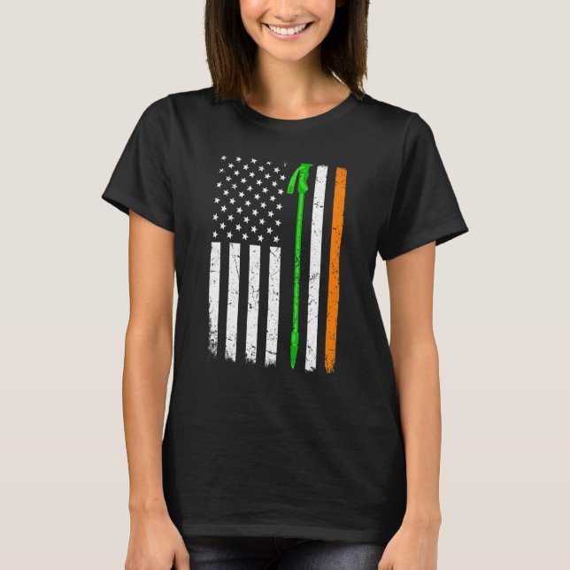 St patrick's day Patriotic Hiking Irish American T Shirt (Framsida)