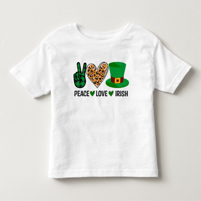 St patrick's day Peace Kärlek Irish T Shirt (Framsida)