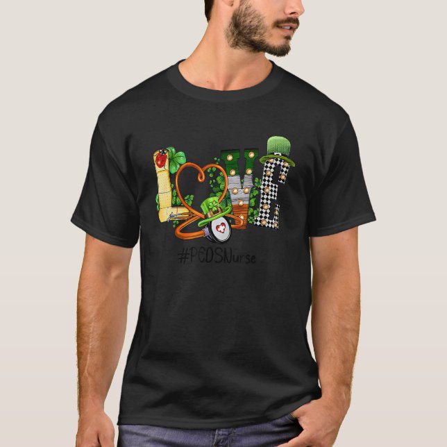 St patricks day Peds Nurse Shamrock Irish Kärlek S T Shirt (Framsida)