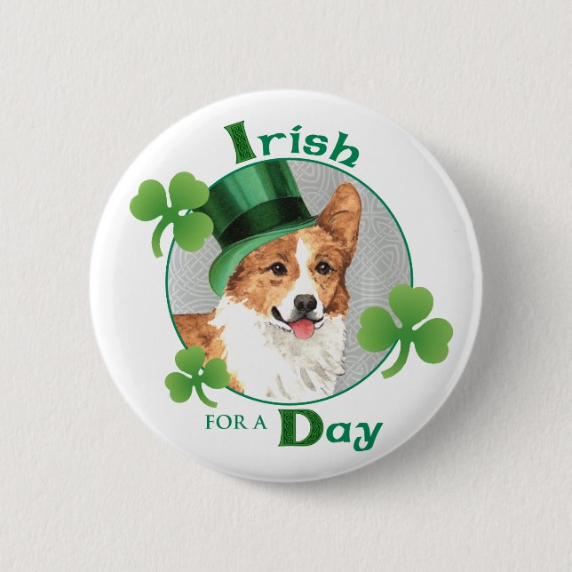 St. Patrick's Day Pembroke Welsh Corgi Knapp (Framsida)