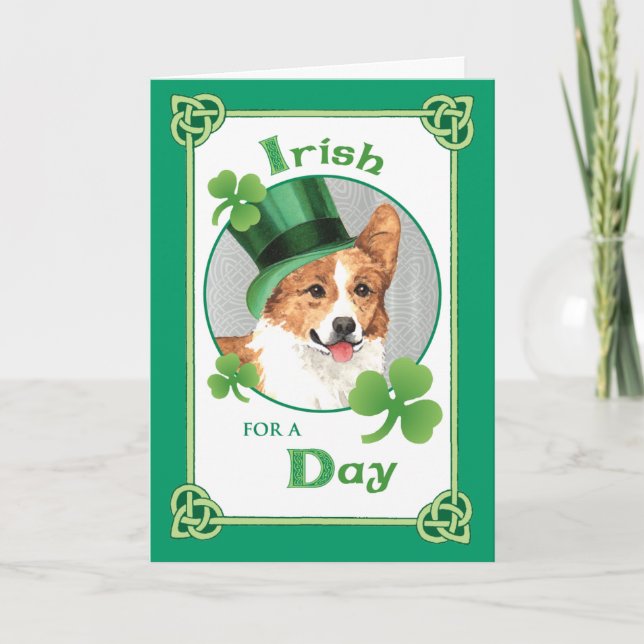 St. Patrick's Day Pembroke Welsh Corgi Kort (Framsida)