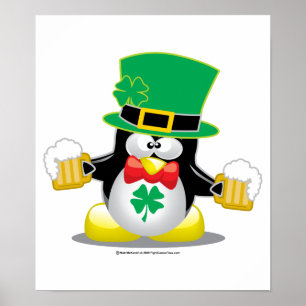 St patrick's day Penguin Poster