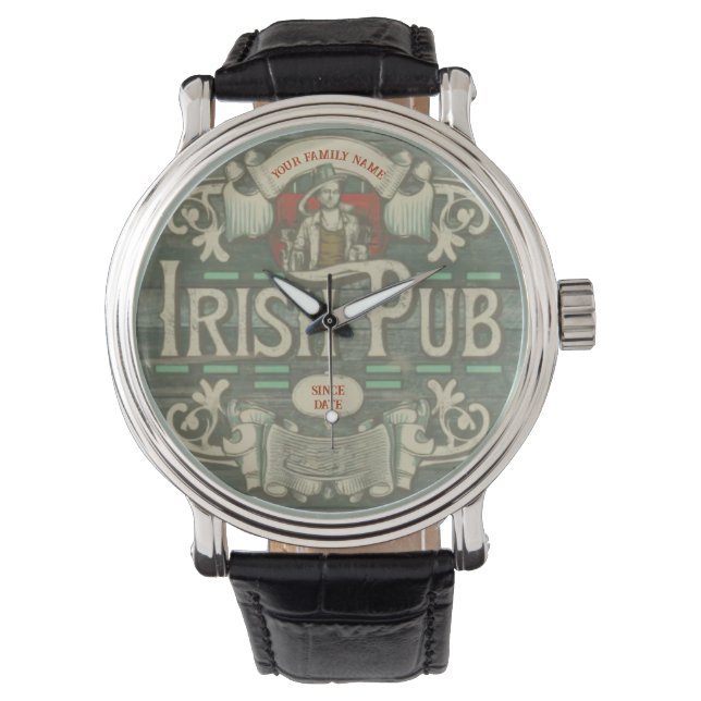 St patrick's day Personlig Irish Pub Armbandsur (Framsida)
