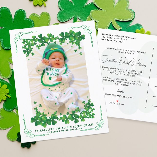 St patrick's day Photo Birth Meddelande Vykort (Skapare uppladdad)