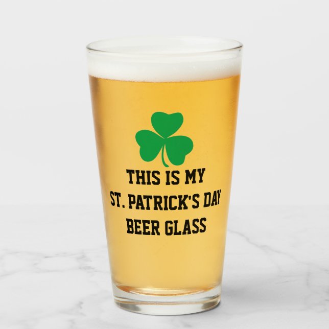 ST PATRICKS DAY PILSNER PINT BEER GLASS GLASKOPP (Framsida fylld)