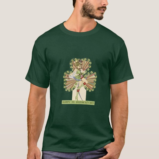 St. Patrick's Day Pinuppflicka vintage T Shirt (Framsida)
