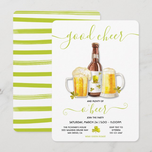 St. Patrick's Day Plenty of O Beer Party Inbjudningar (Fram/baksida)