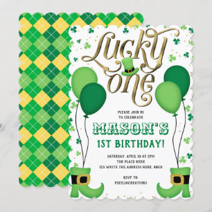 St patrick's day, pojke 1:a födelsedagen, tur en inbjudningar