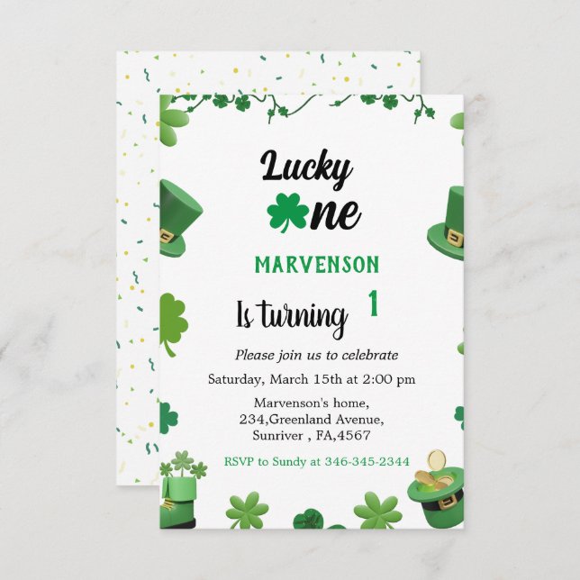 St patrick's day-pojkvän-schamprock-inbjudan (Fram/baksida)