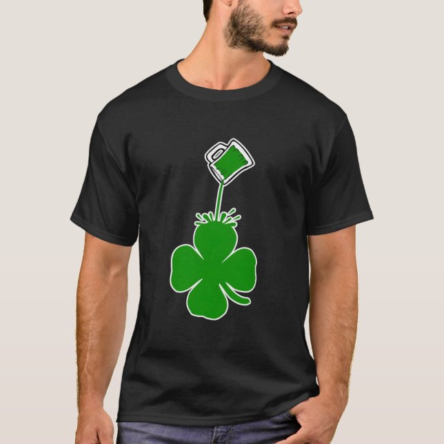 St patrick's day Poring Shamrock Grönt Beer T Shirt (Framsida)