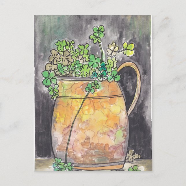 St. Patrick's Day Postcards with Shamrocks  Helg Vykort (Framsida)