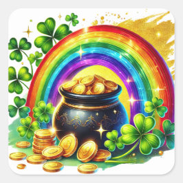 St patricks day Pot-illustration av Guld Fyrkantigt Klistermärke