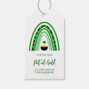 St. Patrick's Day Pot of Gold Boho regnbågslogotyp Presentetikett
