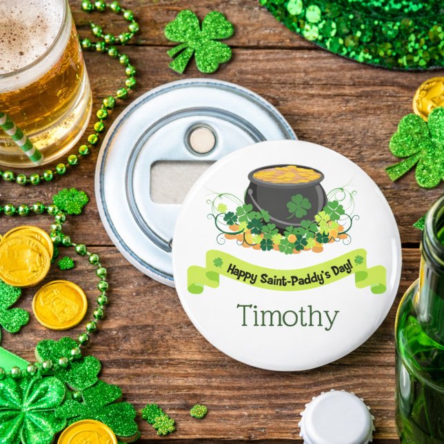 St. Patrick's Day Pot of Gold Flasköppnare (Skapare uppladdad)