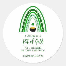 St. Patrick's Day Pot of Guld Boho Rainbow Runt Klistermärke