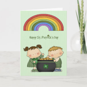 St. Patrick's Day, Pot of Guld, Rainbow, Children Kort