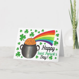 St. Patrick's Day Pot of Guld Rainbow Shamrock Kort