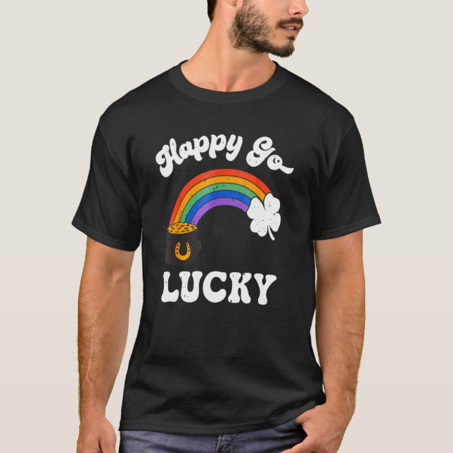 St Patrick's Day Pot Of Leprechaun Gold Rainbow Ha T Shirt (Framsida)