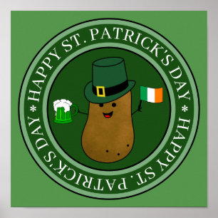 St patrick's day potatis i en hatt poster