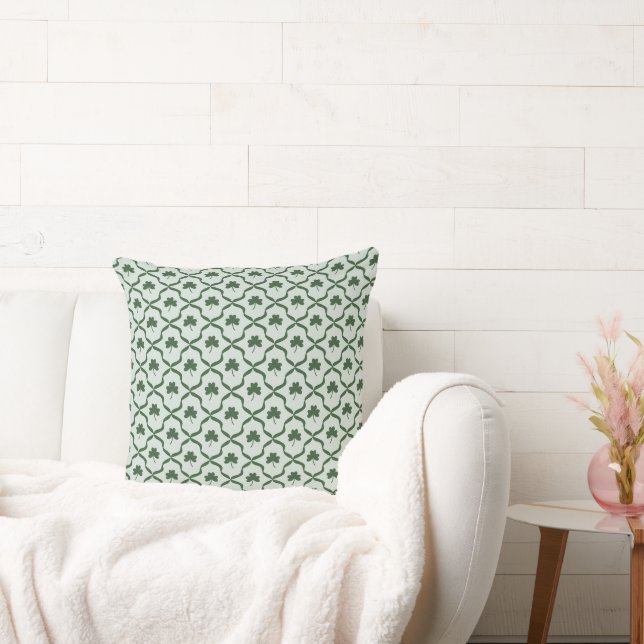 St. Patrick's Day Preppy Grön Shamrock Lattice Kudde (Soffa)