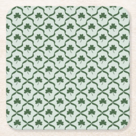 St. Patrick's Day Preppy Shamrock Clover Lattice  Underlägg Papper Kvadrat