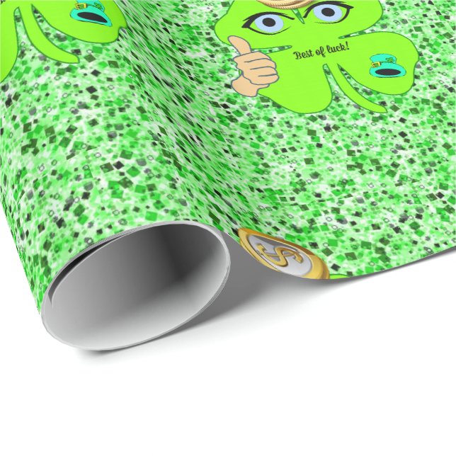 St. Patrick's Day Presentpapper Klöver (Rullad Hörn)